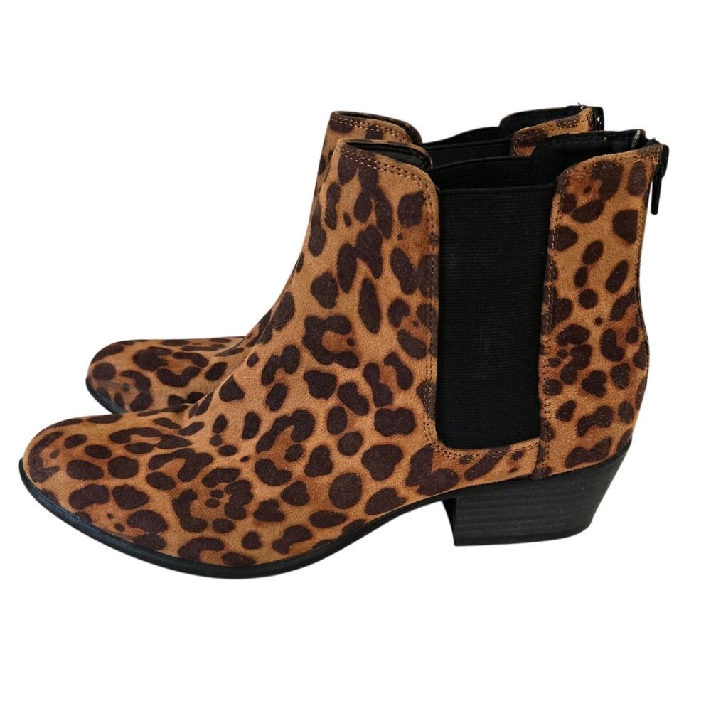 Mob Wife Retro Esprit Tylee Leopard Chelsea Ankle Boots NWOT Low Heel Size 10